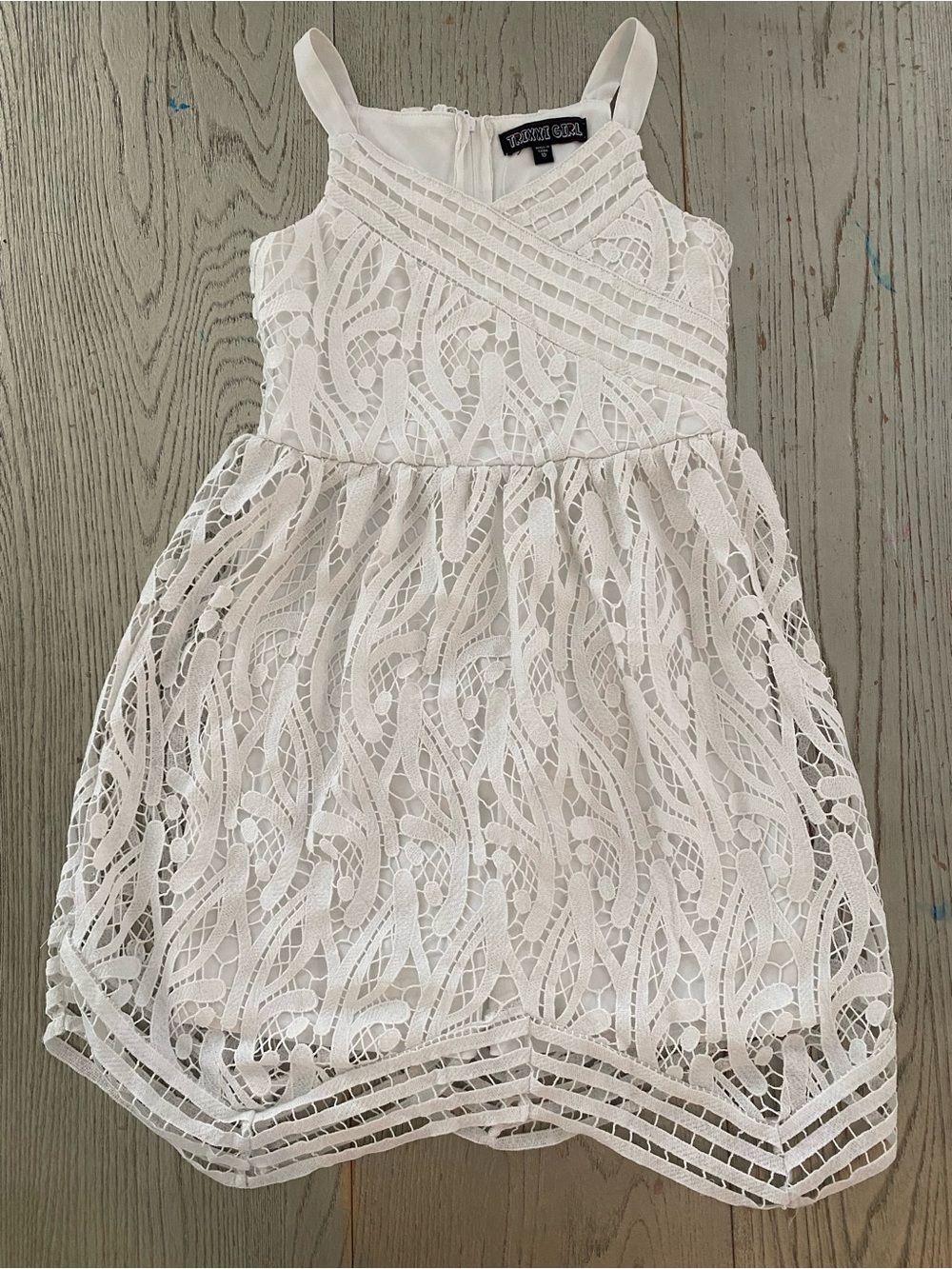 Trixxi Girl White Lace Cross-Front Dress